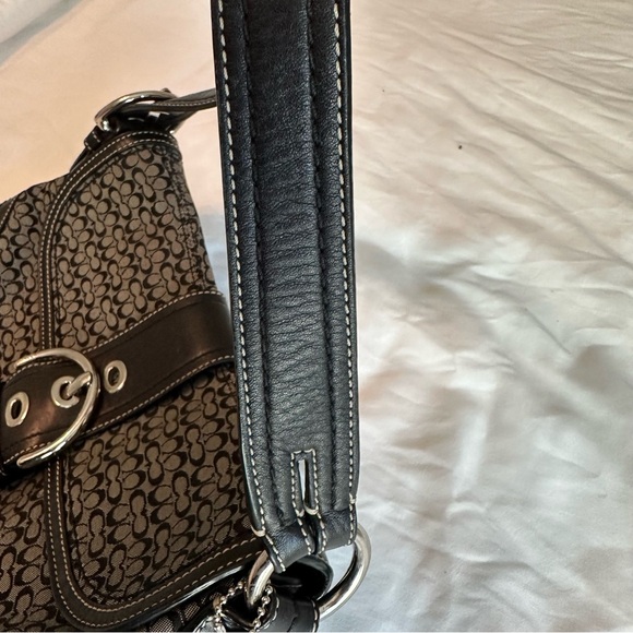 COACH Chic Black and Gray Shoulder Bag with silver buckle style - Picture 8 of 10
